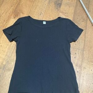 Old Navy black ribbed short sleeve top Size M